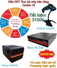Combo 18 – Trọn bộ phần mềm quản lý VinshopPro8 + máy bán hàng 6.500K Tiết kiệm 3.150K
